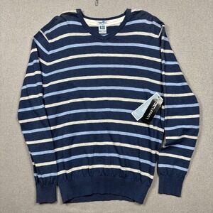 Jordan Craig Legacy Edition V Neck Sweater Men's XL Blue Striped Pullover NEW